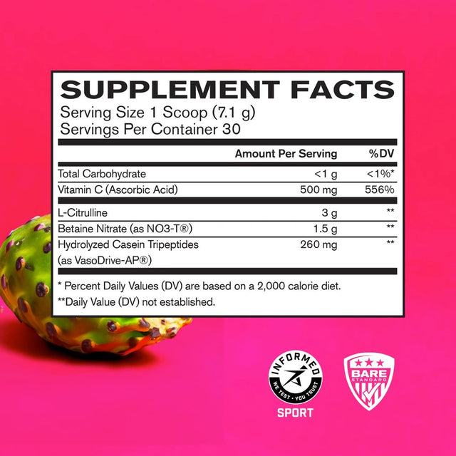 Bare Performance Nutrition, BPN Endo Pump Pre-Workout Muscle Pump Enhancer, Sour Watermelon, 30 Servings