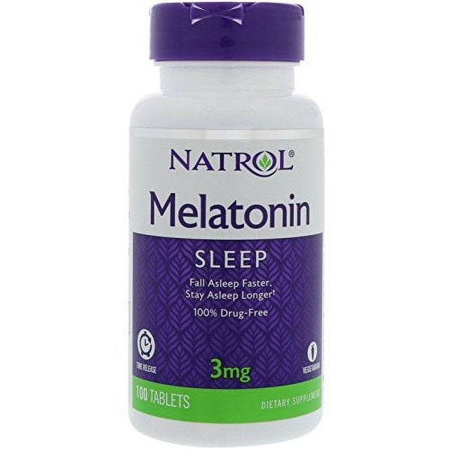 Natrol Melatonin 3 Mg Sleep Time Release Dietary Supplement Tablets 100 Ea (Pack of 6)