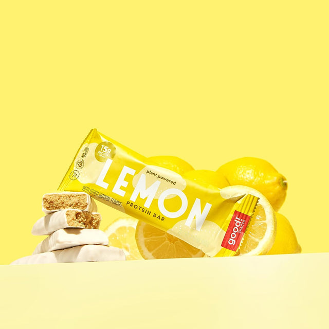 Good! Snacks Vegan Lemon Protein Bar | Gluten-Free, Plant Based, Low Sugar, Kosher, Soy Free, Non GMO | 15G Protein (12 Bars)