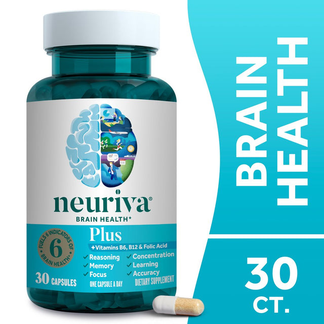 Neuriva plus Brain Health Supplement (30 Count), Brain Support with Clinically Tested Natural Ingredients (Coffee Cherry & Plant Sourced Phosphatidylserine)