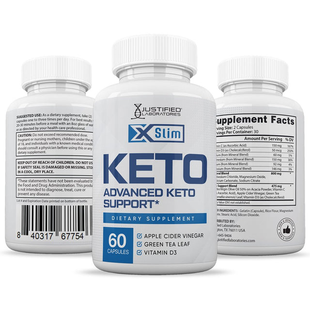 (3 Pack) Xslim Keto ACV Pills 1275Mg Alternative to Gummies Dietary Supplement 180 Capsules