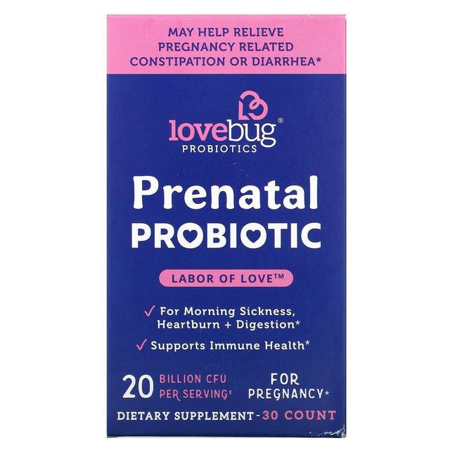 Lovebug Probiotics Prenatal Probiotic, 20 Billion CFU, 30 Capsules