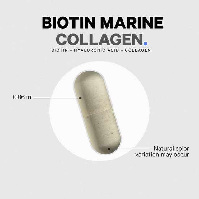 Codeage Biotin Marine Collagen Capsules, Wild-Caught Hydrolyzed Fish Collagen 1 & 3, Hyaluronic Acid, 120 Ct