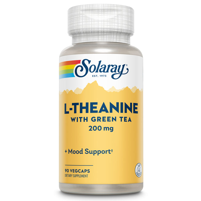 Solaray L-Theanine - 90 Vegcaps - 200 Mg + 100 Mg Green Tea Leaf