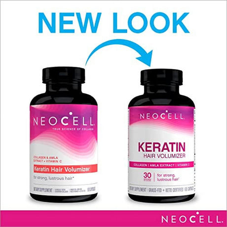 Neocell Keratin Hair Volumizer, Collagen and Amla Extract, 60 Capsules (Package May Vary)