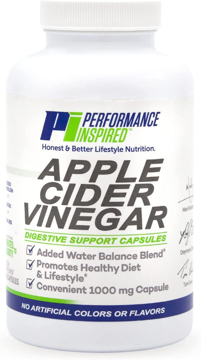 Performance Inspired Nutrition Apple Cider Vinegar Natural Capsules Supports Healthy Weight Loss - Blood Sugar & Immune System - Water Balance - Big- 180 Count