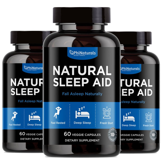 Natural Sleep Aid (Pack of 3) Capsules Supplement by Phi Naturals