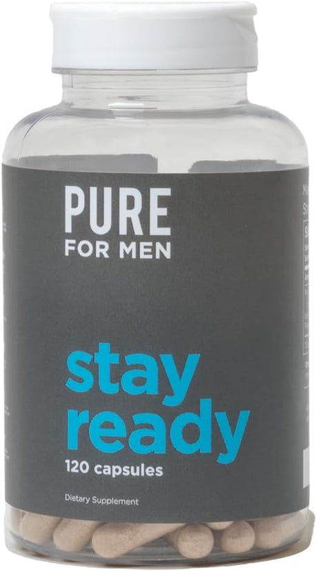 Pure for Men Original Vegan Cleanliness Stay Ready Fiber Supplement | Helps Promote Digestive Regularity | Psyllium Husk, Aloe Vera, Chia Seeds, Flaxseeds | Proprietary Formula | 120 Vegan Capsules