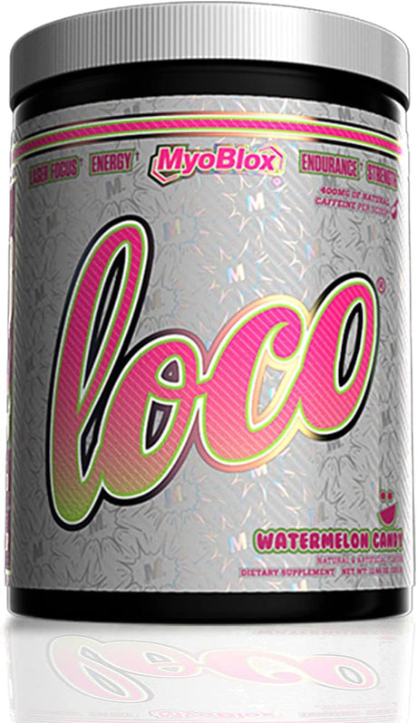 LOCO® Pre-Workout Nitric Oxide Booster | Supports Muscle Pumps & Enhanced Vascularity | for Energy, Focus & Intensity | 400Mg of Natural Caffeine per Scoop (Watermelon Candy)