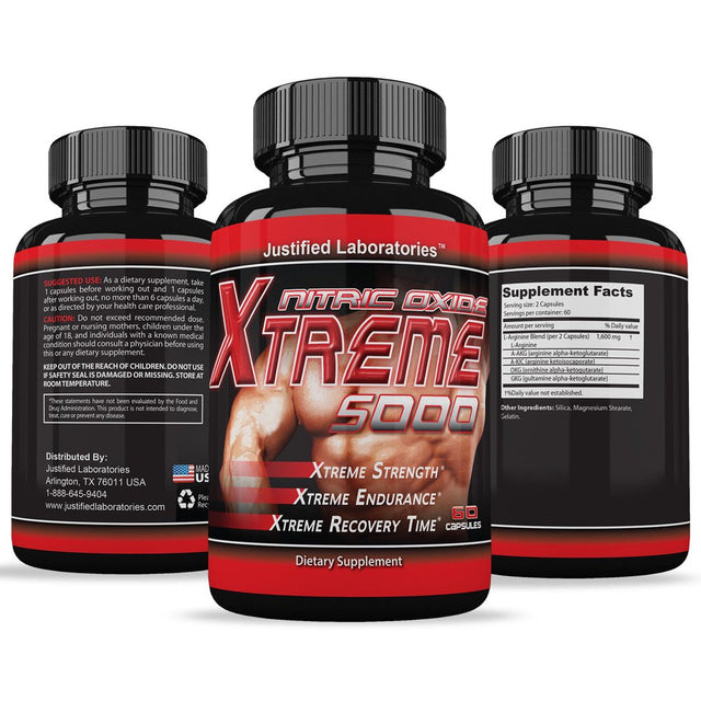 Xtreme 5000 Extreme Arginine Nitric Oxide Glutamine Muscle Pump 60 Capsules (2 Pack)