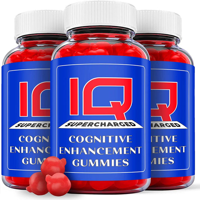 (3 Pack) IQ Supercharged Gummies - Nootropic Memory Booster Dietary Supplement for Focus, Memory, Clarity, & Energy - Advanced Cognitive Formula for Maximum Strength - 180 Gummies