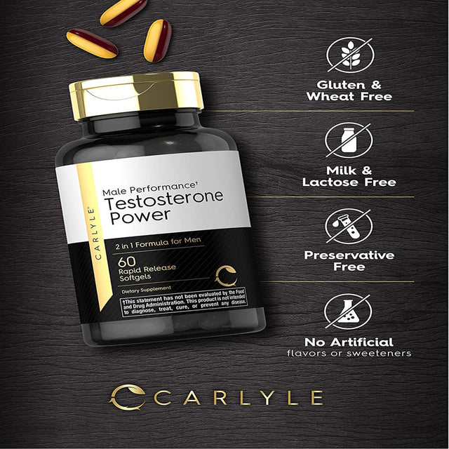 Testosterone Power for Men | 60 Rapid Release Softgels | by Carlyle