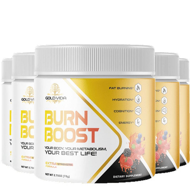 (5 Pack) Gold Vida Burn Boost Powder - Dietary Supplement for Weight Loss Management & Metabolism - Appetite Suppressant