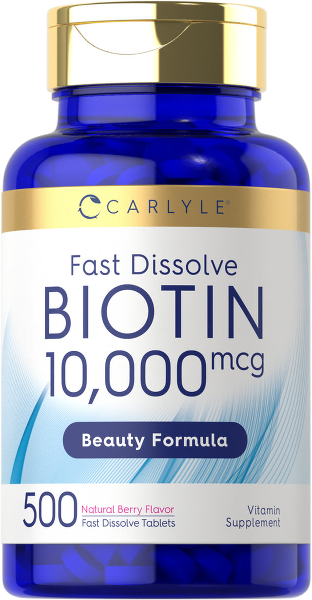 Biotin 10,000Mcg | 500 Tablets | Max Strength | Vegetarian Formula | by Carlyle