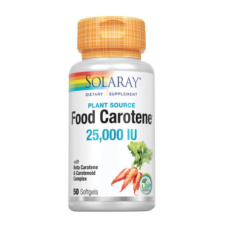 Solaray Food Carotene, Vitamin a as Beta Carotene 25000IU | Carotenoids for Healthy Skin & Eyes, Antioxidant Activity & Immune System Support | 50Ct