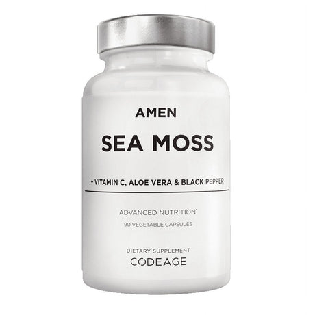 Amen Sea Moss, Bladderwrack, Burdock, Vitamin C, Aloe Vera, Black Pepper, Seaweed Superfood, 90 Ct