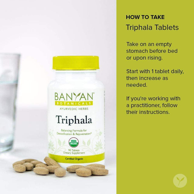 Banyan Botanicals Triphala Tablets - Organic Triphala Supplement with Amla, Haritaki & Bibhitaki – for Daily Detoxifying, Cleansing, & Rejuvenating* – 180 Tablets – Non-Gmo Sustainably Sourced Vegan