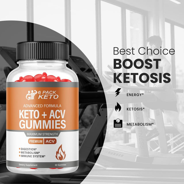 (2 Pack) 6 Pack Keto ACV Gummies - Supplement for Weight Loss - Energy & Focus Boosting Dietary Supplements for Weight Management & Metabolism - Fat Burn - 120 Gummies