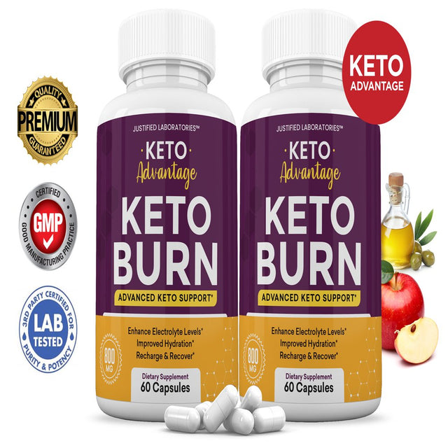 (2 Pack) Keto Advantage Keto Burn Pills Includes Apple Cider Vinegar Gobhb Exogenous Ketones Advanced Ketogenic Supplement Ketosis Support for Men Women 120 Capsules…