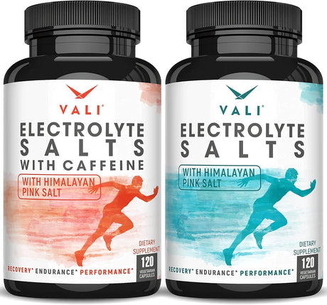 VALI Electrolyte Salts Electrolyte Salts with Caffeine Bundle - Rapid Oral Rehydration for Hydration Nutrition & Fluid Recovery, Original and Caffeinated Electrolyte Salts Bundle