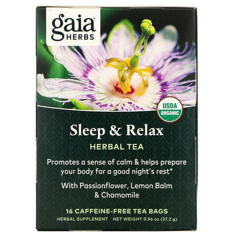 Gaia Herbs, Herbal Tea, Sleep & Relax, Caffeine-Free, 16 Tea Bags, 0.96 Oz