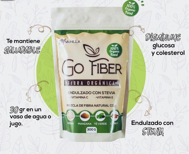 Organic Fiber 100 Percent Natural, Fibra Organica. Ingredientes: Té Verde, Té De Manzana, Canela, Vitamina C Y Vitamina E, 16 Ounce