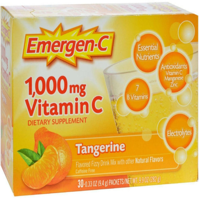 Emergen-C Vitamin C Tangerine Flavored Drink Mix 30 Packets, 0.33 Oz (Pack of 2)