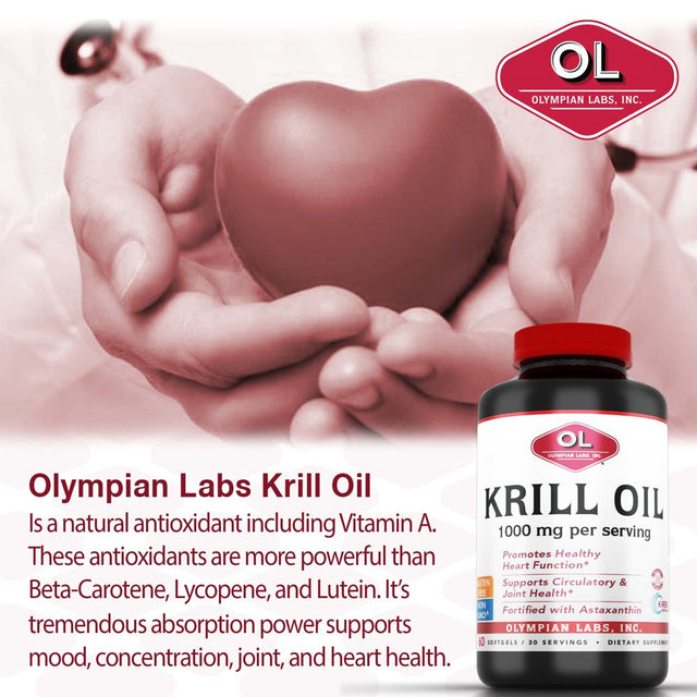 Olympian Labs Krill Oil Softgels, 1000 Mg, 60 Ct