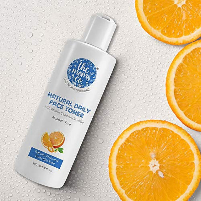 The Moms Co. Natural Daily Vitamin C Face Toner| Alcohol-Free L Tighten Pore L Even-Tone-Hydrate Skin (200 Ml)