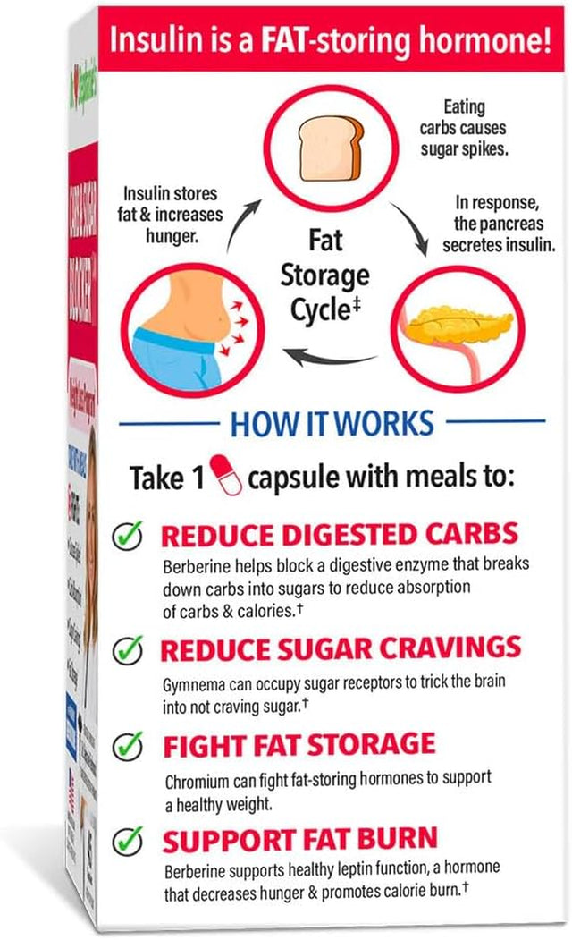 Carb & Sugar Blocker - Mega Dose of Berberine & Gymnena Supplement - Take with Meals to Reduces Digested Carbs & Weight