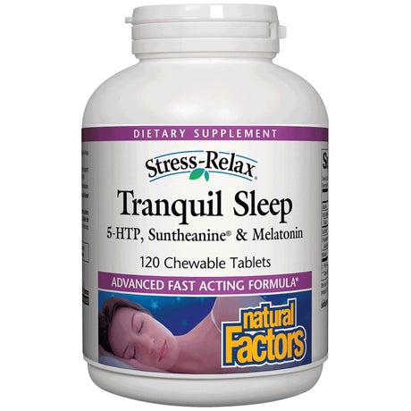 Stress-Relax Chewable Tranquil Sleep by Natural Factors, Tropical Fruit Flavor, 120 Tablets