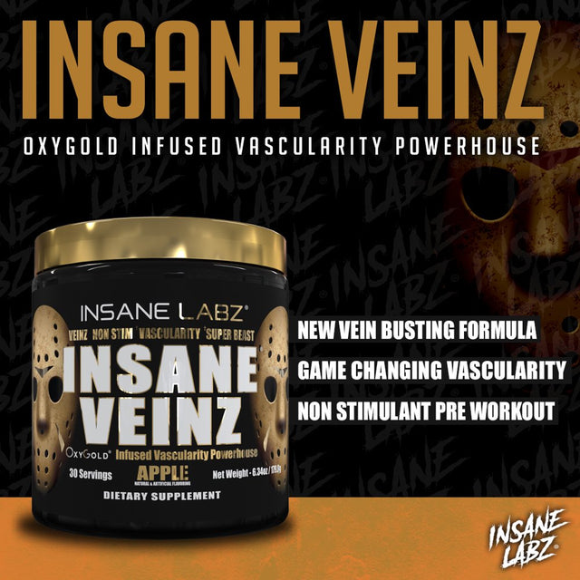 Insane Labz Insane Veinz GOLD, Non Stim Nitric Oxide Boosting Pre Workout, Fruit Punch