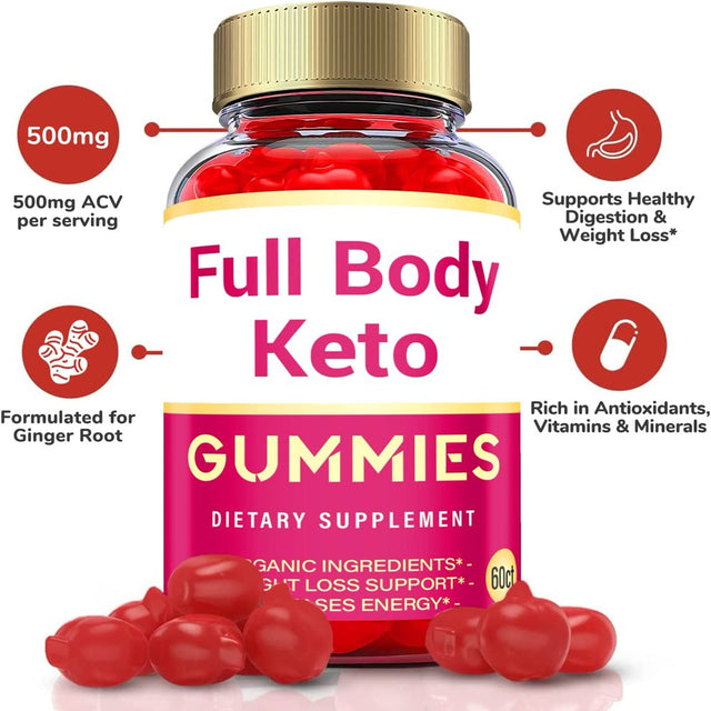 (1 Pack) Full Body Keto ACV Gummies - Supplement for Weight Loss - Energy & Focus Boosting Dietary Supplements for Weight Management & Metabolism - Fat Burn - 60 Gummies