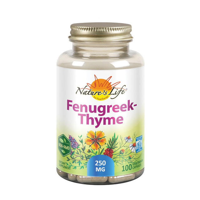 Nature'S Life Fenugreek Thyme 250 Mg Herbal Supplement | Immune System Formula for Respiratory & Seasonal Health Support | Non-Gmo | 100 Veg Caps