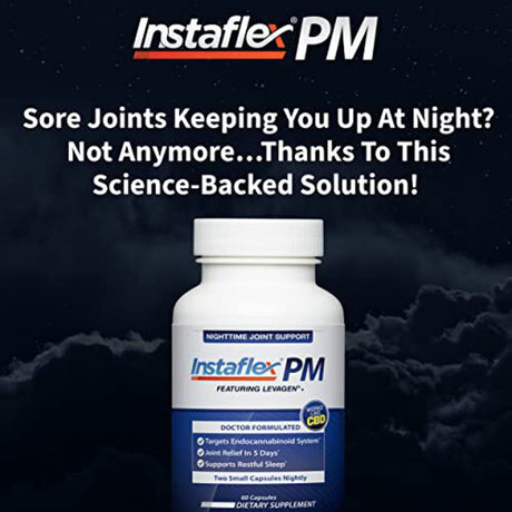 Instaflex PM Nighttime Joint Support with Levagen, Tamaflex, GABA, Ashwagandha, Passionflower Extract - 60 Capules