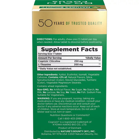 Nature'S Bounty Brain Focus Brain Supplements Chewable Tablets, 60 Ct.