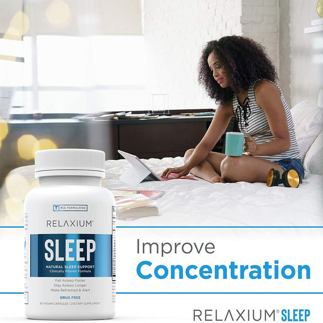 Relaxium - Natural Sleep Aid - Non-Habit Forming Sleep Supplement 60 CP - Pack of 1