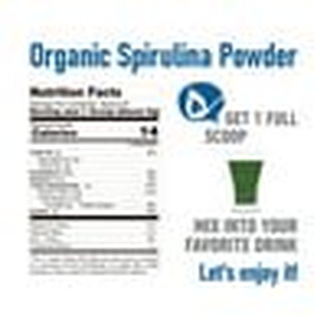 Organic Spirulina Powder 16 Ounce (Packaging May Vary) Superfood, Spirulina Powder Organic for Smoothies, 100% Pure and Vegan, All-Natural, Non-Irradiated and Non-Gmo