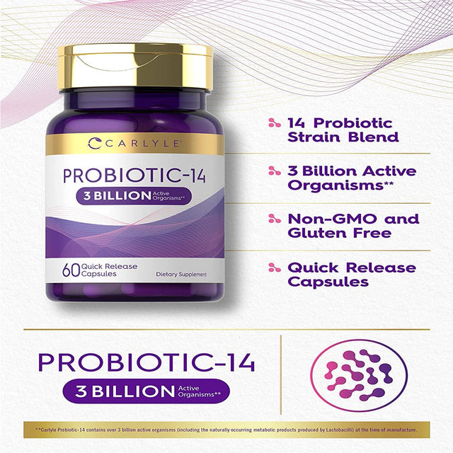 Probiotic for Women & Men | 3 Billion CFU | 60 Capsules | by Carlyle