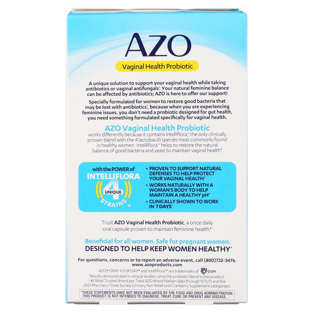 AZO Vaginal Health Probiotic Supplement Capsules for Female Balance, 14 Ct