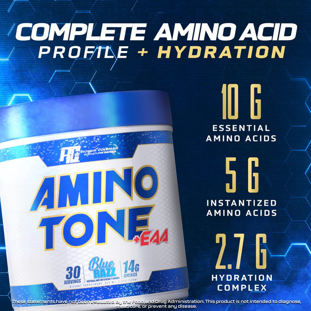 Ronnie Coleman Signature Series Amino-Tone Eaas Amino Acids Powder with Bcaas, Hydration Essential Amino Acids Post Workout Muscle Recovery, Cherry Limeade, 30 Servings