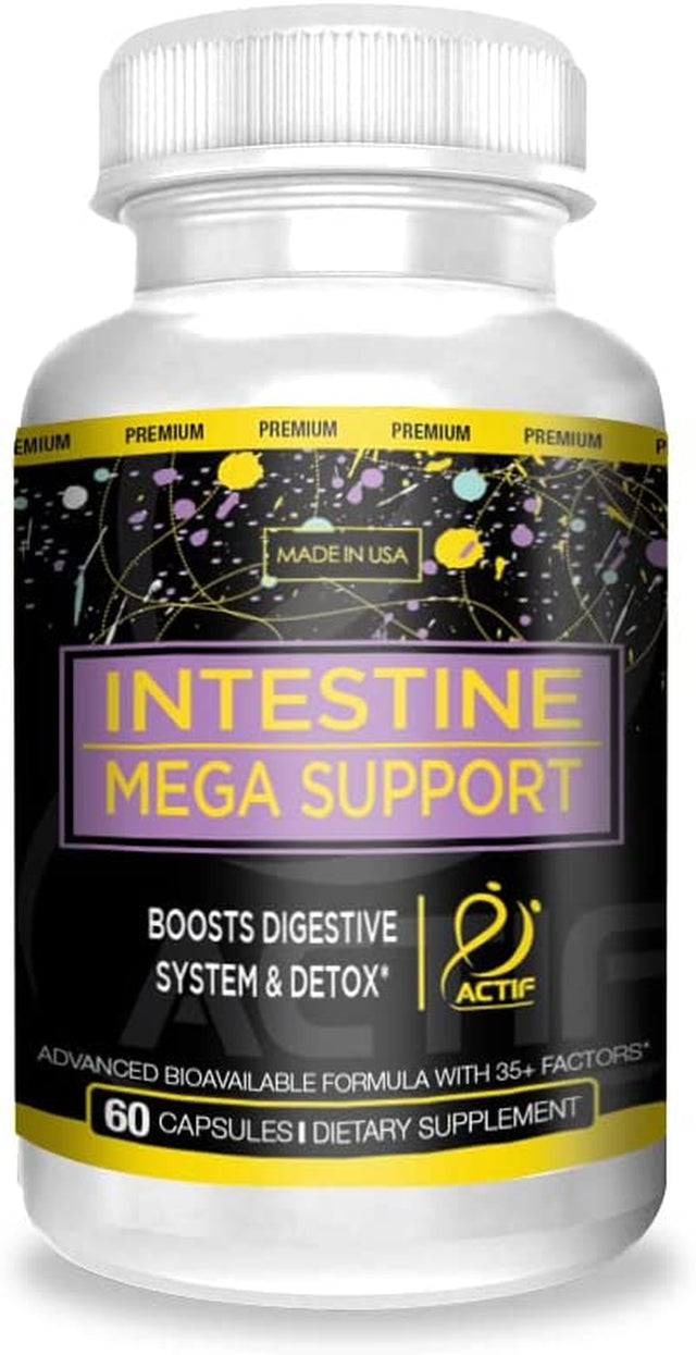 Actif Intestine Mega Support - Maximum Strength Energy Boost & Gut Health - Supports Digestion, Detox & Cleansing