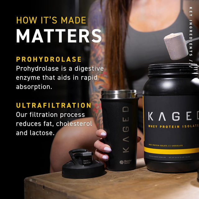 Kaged Whey Protein Isolate Powder | Chocolate | 100% Pure Low Lactose Whey | Post Workout Recovery Drink | Support Muscle-Building | 25G per Serving | Amazing Taste and Easy Mix for Shake | 25 Serving