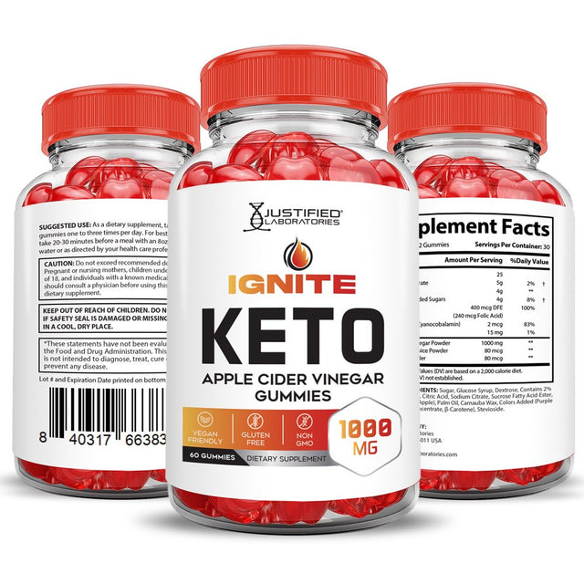 (10 Pack) Ignite Keto ACV Gummies 1000MG Dietary Supplement 600 Gummys