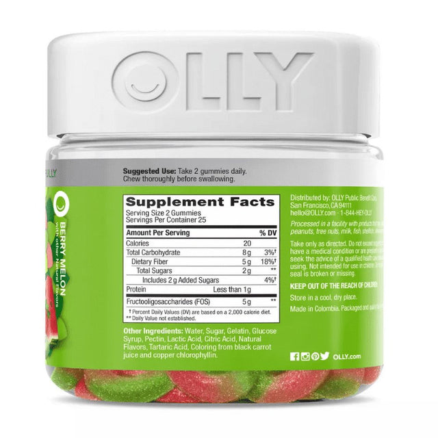 Olly Fiber Digestive Gummy Rings Gut Health (50 Gummies) *EN