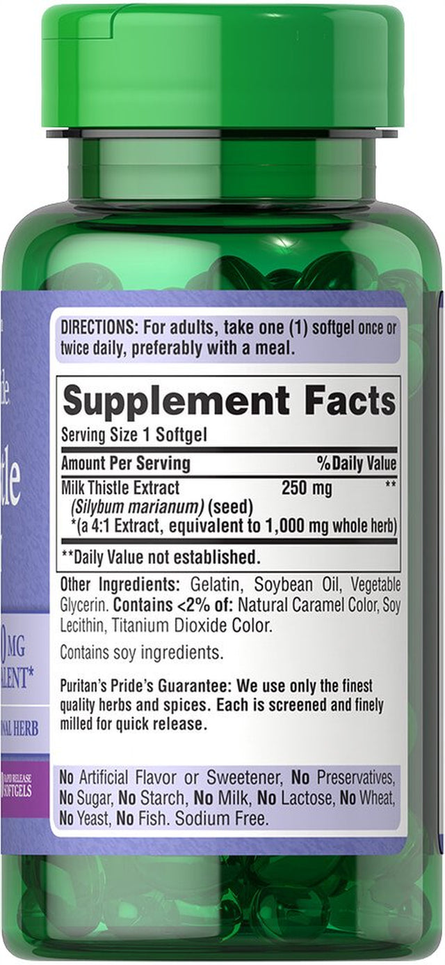 Puritan'S Pride Milk Thistle Herbal Supplements, 90 Count