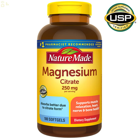 Nature Made Magnesium Citrate 250 Mg., 180 Softgels 2PK