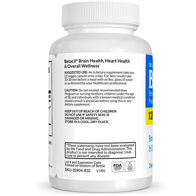 Betacil Pharmaceutical Grade OTC for Brain Health, Heart Health, & Overall Wellness, Natural Alternative Beta Blocker, Vitasource