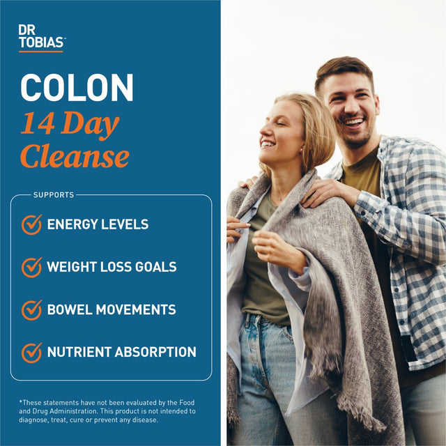 Dr. Tobias Colon 14 Day Cleanse, Advanced Gut Cleanse Detox for Women & Men with Cascara Sagrada, Psyllium Husk & Senna Leaf, Non-Gmo Colon Cleanse, 28 Capsules (1-2 Daily)