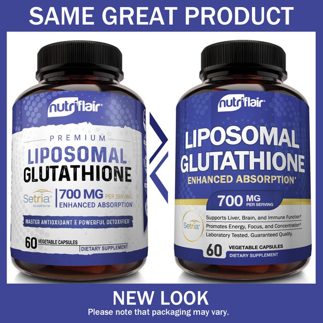 Nutriflair Liposomal Glutathione Supplement Antioxidant Detox Immune Support 60 Vegetable Capsules